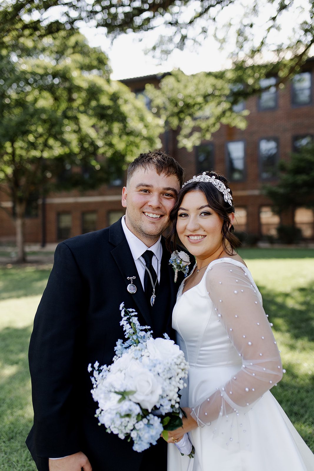 Beautiful outdoor wedding couple portrait